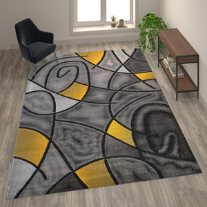 English Elm Jubilee Collection Abstract Pattern Area Rug - Stylish, Durable Olefin for Hallways & Bedrooms Yellow 8' x 10' ACD-RGTRZ860-810-YL-GG