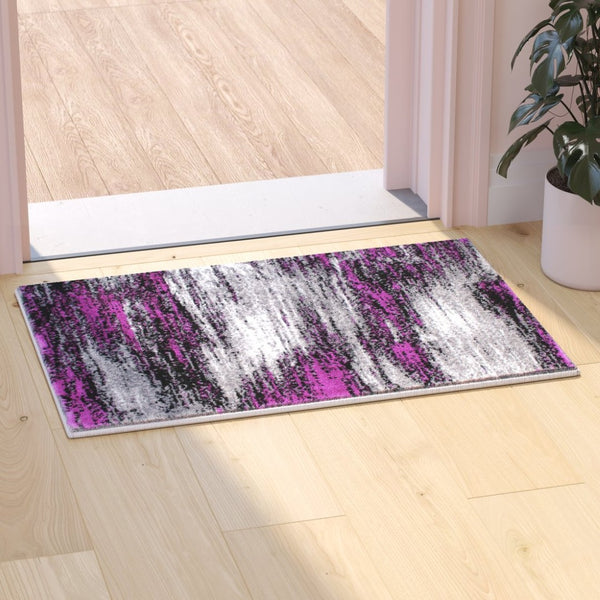 English Elm Rylan Collection Abstract Area Rug - Modern Design with Jute Backing for Stylish Home Decor Purple 2' x 3' ACD-RGTRZ863-23-PU-GG