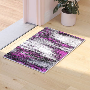 English Elm Rylan Collection Abstract Area Rug - Modern Design with Jute Backing for Stylish Home Decor Purple 2' x 3' ACD-RGTRZ863-23-PU-GG