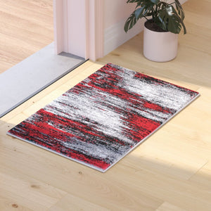 English Elm Rylan Collection Abstract Area Rug - Modern Design with Jute Backing for Stylish Home Decor Red 2' x 3' ACD-RGTRZ863-23-RD-GG
