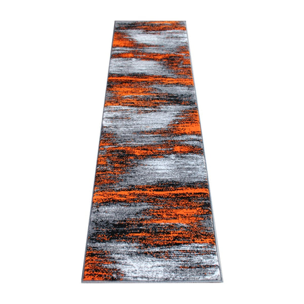 English Elm Rylan Collection Abstract Area Rug - Modern Design with Jute Backing for Stylish Home Decor Orange 2' x 7' ACD-RGTRZ863-27-OR-GG