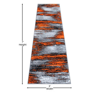 English Elm Rylan Collection Abstract Area Rug - Modern Design with Jute Backing for Stylish Home Decor Orange 2' x 7' ACD-RGTRZ863-27-OR-GG
