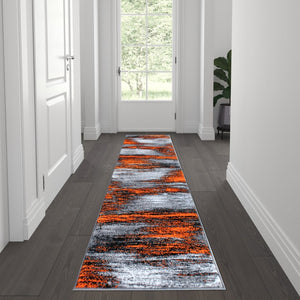 English Elm Rylan Collection Abstract Area Rug - Modern Design with Jute Backing for Stylish Home Decor Orange 2' x 7' ACD-RGTRZ863-27-OR-GG