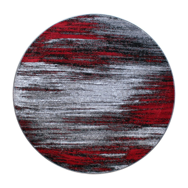 English Elm Rylan Collection Abstract Area Rug - Modern Design with Jute Backing for Stylish Home Decor Red 5' Round ACD-RGTRZ863-55-RD-GG