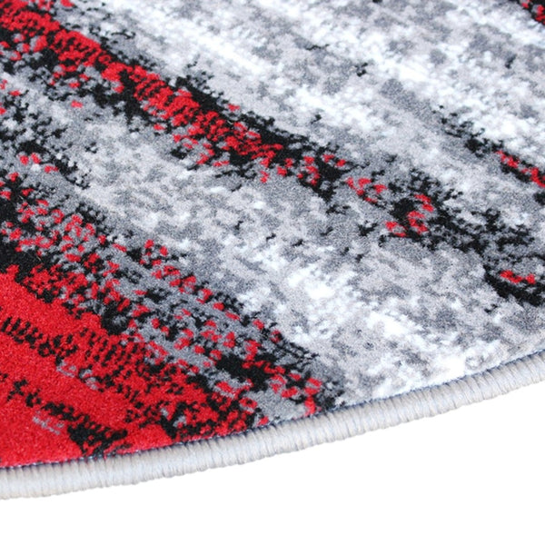 English Elm Rylan Collection Abstract Area Rug - Modern Design with Jute Backing for Stylish Home Decor Red 5' Round ACD-RGTRZ863-55-RD-GG