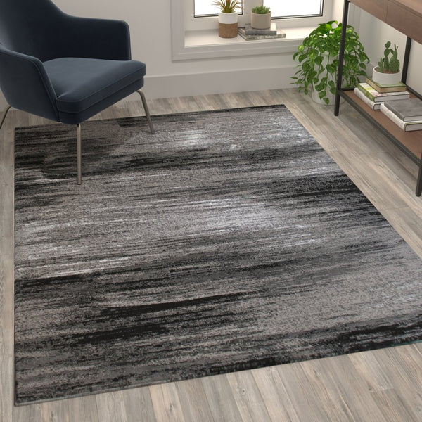 English Elm Rylan Collection Abstract Area Rug - Modern Design with Jute Backing for Stylish Home Decor Grey 5' x 7' ACD-RGTRZ863-57-GY-GG