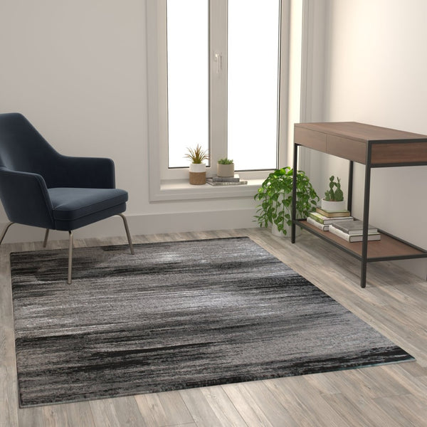 English Elm Rylan Collection Abstract Area Rug - Modern Design with Jute Backing for Stylish Home Decor Grey 5' x 7' ACD-RGTRZ863-57-GY-GG