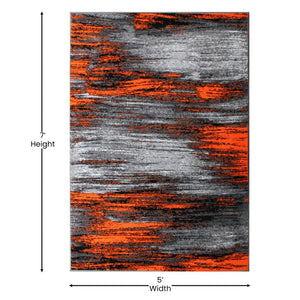 English Elm Rylan Collection Abstract Area Rug - Modern Design with Jute Backing for Stylish Home Decor Orange 5' x 7' ACD-RGTRZ863-57-OR-GG