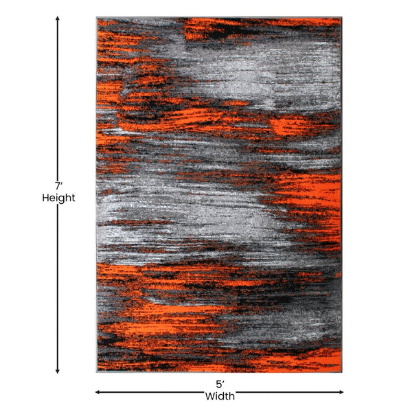 English Elm Rylan Collection Abstract Area Rug - Modern Design with Jute Backing for Stylish Home Decor Orange 5' x 7' ACD-RGTRZ863-57-OR-GG