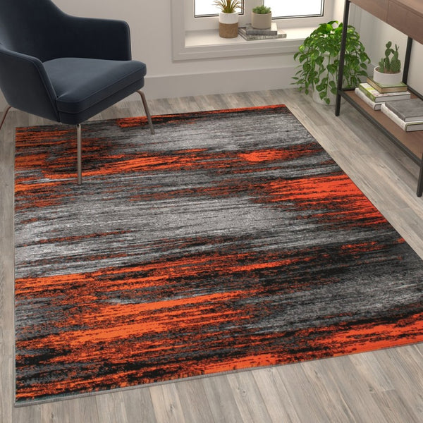 English Elm Rylan Collection Abstract Area Rug - Modern Design with Jute Backing for Stylish Home Decor Orange 5' x 7' ACD-RGTRZ863-57-OR-GG