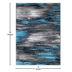 English Elm Rylan Collection Abstract Area Rug - Modern Design with Jute Backing for Stylish Home Decor Blue 8' x 10' ACD-RGTRZ863-810-BL-GG