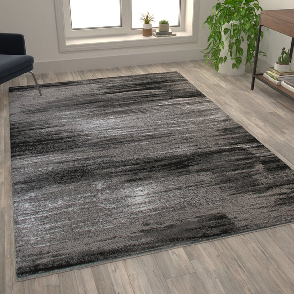 English Elm Rylan Collection Abstract Area Rug - Modern Design with Jute Backing for Stylish Home Decor Grey 8' x 10' ACD-RGTRZ863-810-GY-GG