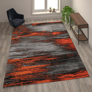 English Elm Rylan Collection Abstract Area Rug - Modern Design with Jute Backing for Stylish Home Decor Orange 8' x 10' ACD-RGTRZ863-810-OR-GG