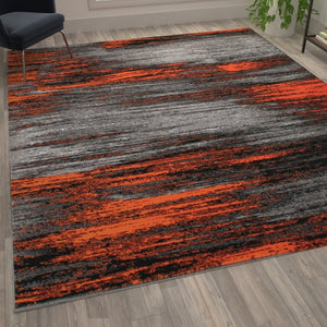 English Elm Rylan Collection Abstract Area Rug - Modern Design with Jute Backing for Stylish Home Decor Orange 8' x 10' ACD-RGTRZ863-810-OR-GG