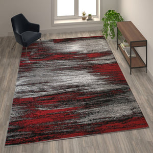 English Elm Rylan Collection Abstract Area Rug - Modern Design with Jute Backing for Stylish Home Decor Red 8' x 10' ACD-RGTRZ863-810-RD-GG