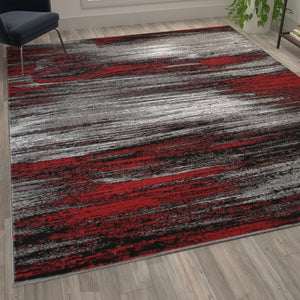 English Elm Rylan Collection Abstract Area Rug - Modern Design with Jute Backing for Stylish Home Decor Red 8' x 10' ACD-RGTRZ863-810-RD-GG