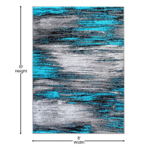 English Elm Rylan Collection Abstract Area Rug - Modern Design with Jute Backing for Stylish Home Decor Turquoise 8' x 10' ACD-RGTRZ863-810-TQ-GG