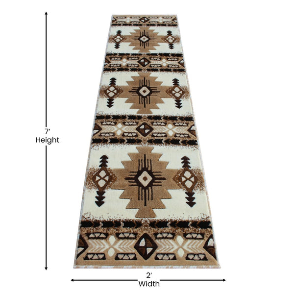English Elm Mohave Collection Southwestern Style Area Rug - Durable Olefin Fibers with Jute Backing for Comfort Ivory 2' x 7' ACD-RGXR1M-27-IV-GG