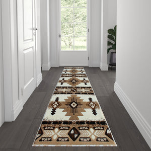 English Elm Mohave Collection Southwestern Style Area Rug - Durable Olefin Fibers with Jute Backing for Comfort Ivory 2' x 7' ACD-RGXR1M-27-IV-GG