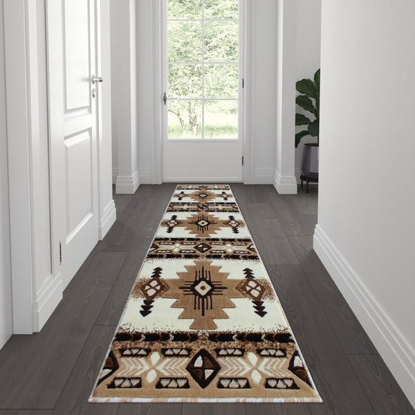 English Elm Mohave Collection Southwestern Style Area Rug - Durable Olefin Fibers with Jute Backing for Comfort Ivory 2' x 7' ACD-RGXR1M-27-IV-GG