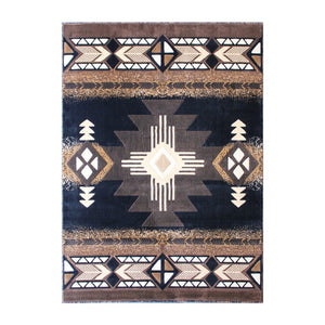English Elm Mohave Collection Southwestern Style Area Rug - Durable Olefin Fibers with Jute Backing for Comfort Black 8' x 10' ACD-RGY9S1-810-BK-GG