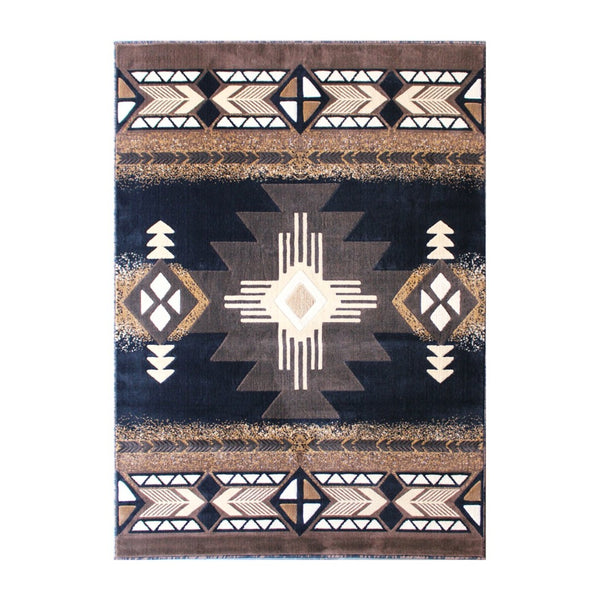 English Elm Mohave Collection Southwestern Style Area Rug - Durable Olefin Fibers with Jute Backing for Comfort Black 8' x 10' ACD-RGY9S1-810-BK-GG
