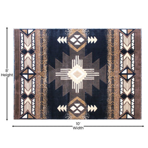 English Elm Mohave Collection Southwestern Style Area Rug - Durable Olefin Fibers with Jute Backing for Comfort Black 8' x 10' ACD-RGY9S1-810-BK-GG