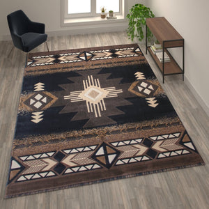 English Elm Mohave Collection Southwestern Style Area Rug - Durable Olefin Fibers with Jute Backing for Comfort Black 8' x 10' ACD-RGY9S1-810-BK-GG