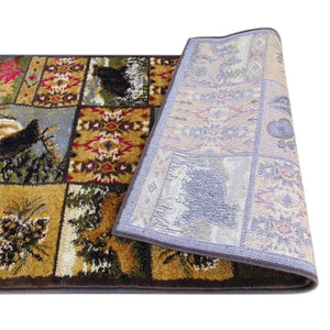 English Elm Gaylord Beige 2' x 7' Rustic Wilderness Bear and Moose Area Rug with Jute Backing for Indoor Charm ACD-RGZ876038-27-BN-GG