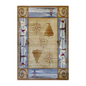 English Elm Sovalye Beige Nautical Area Rug 5' x 7' - Soft, Durable, Eco-Friendly Design for Living Spaces ACD-RGZ876345-57-BG-GG