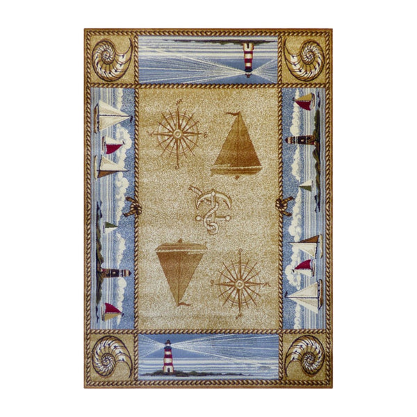 English Elm Sovalye Beige Nautical Area Rug 5' x 7' - Soft, Durable, Eco-Friendly Design for Living Spaces ACD-RGZ876345-57-BG-GG
