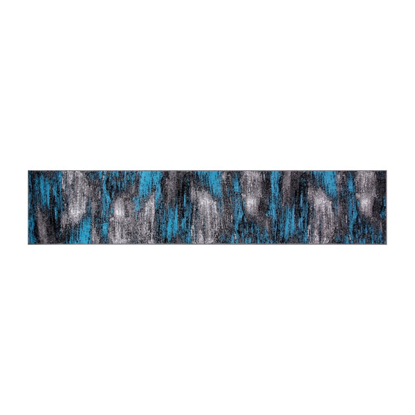 English Elm Rylan Collection 2' x 10' Blue Abstract Runner Rug - Soft Olefin, Jute Backing for Modern Spaces ACD-TZ-863-311-BL-GG