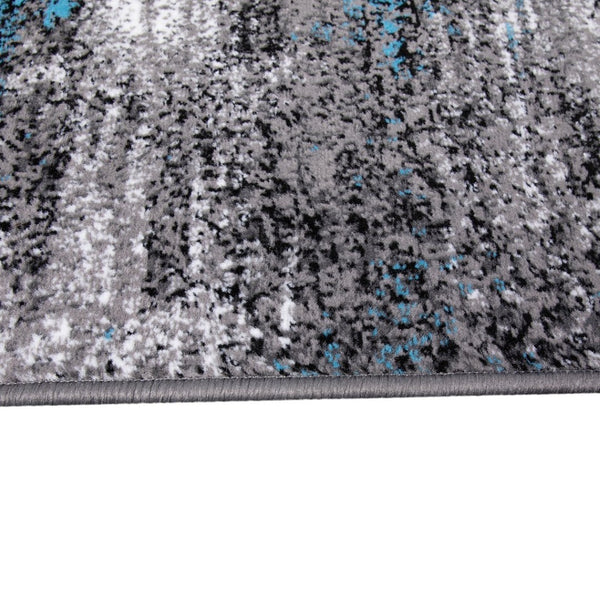 English Elm Rylan Collection 2' x 10' Blue Abstract Runner Rug - Soft Olefin, Jute Backing for Modern Spaces ACD-TZ-863-311-BL-GG