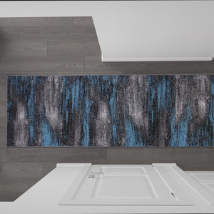 English Elm Rylan Collection 2' x 10' Blue Abstract Runner Rug - Soft Olefin, Jute Backing for Modern Spaces ACD-TZ-863-311-BL-GG