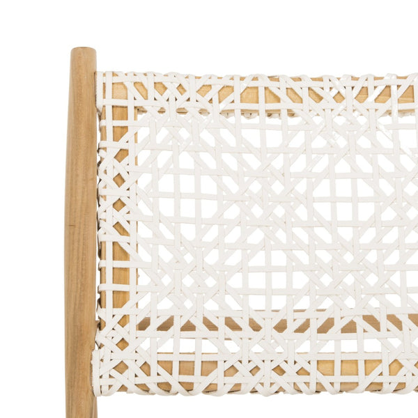 Safavieh Bandelier Accent Chair - Modern Scandinavian Design With White Cowhide Leather & Light Oak Frame Elegance Light Oak/White Leather ACH1000A