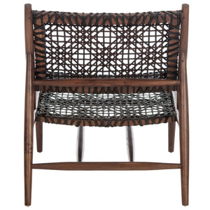 Safavieh Bandelier Accent Chair - Modern Scandinavian Design With White Cowhide Leather & Light Oak Frame Elegance Brown/Brown Leather ACH1000C