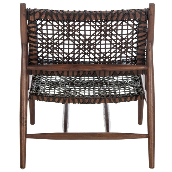 Safavieh Bandelier Accent Chair - Modern Scandinavian Design With White Cowhide Leather & Light Oak Frame Elegance Brown/Brown Leather ACH1000C