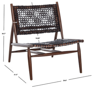 Safavieh Bandelier Accent Chair - Modern Scandinavian Design With White Cowhide Leather & Light Oak Frame Elegance Brown/Brown Leather ACH1000C