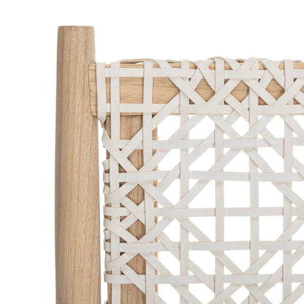 Safavieh Bandelier Accent Chair - Modern Scandinavian Design With White Cowhide Leather & Light Oak Frame Elegance Natural/White Leather ACH1000D