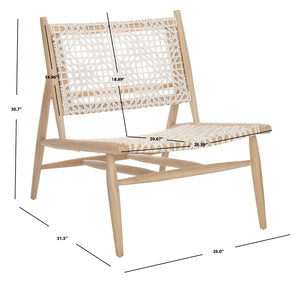 Safavieh Bandelier Accent Chair - Modern Scandinavian Design With White Cowhide Leather & Light Oak Frame Elegance Natural/White Leather ACH1000D
