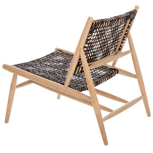 Safavieh Bandelier Accent Chair - Modern Scandinavian Design With White Cowhide Leather & Light Oak Frame Elegance Natural/Brown Leather ACH1000E