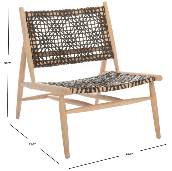 Safavieh Bandelier Accent Chair - Modern Scandinavian Design With White Cowhide Leather & Light Oak Frame Elegance Natural/Brown Leather ACH1000E