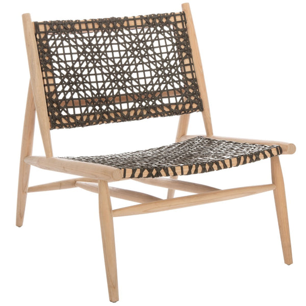 Safavieh Bandelier Accent Chair - Modern Scandinavian Design With White Cowhide Leather & Light Oak Frame Elegance Natural/Brown Leather ACH1000E