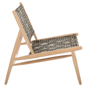 Safavieh Bandelier Accent Chair - Modern Scandinavian Design With White Cowhide Leather & Light Oak Frame Elegance Natural/Brown Leather ACH1000E