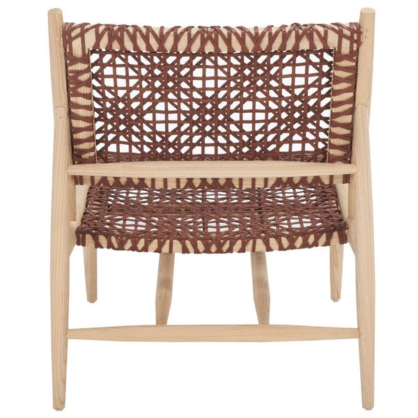 Safavieh Bandelier Accent Chair - Modern Scandinavian Design With White Cowhide Leather & Light Oak Frame Elegance Cognac / Natural ACH1000F