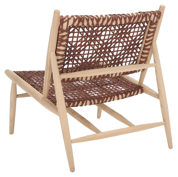 Safavieh Bandelier Accent Chair - Modern Scandinavian Design With White Cowhide Leather & Light Oak Frame Elegance Cognac / Natural ACH1000F