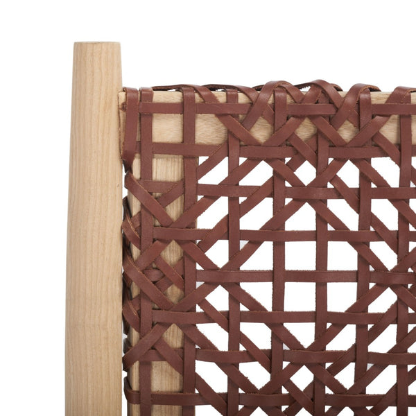 Safavieh Bandelier Accent Chair - Modern Scandinavian Design With White Cowhide Leather & Light Oak Frame Elegance Cognac / Natural ACH1000F