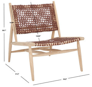 Safavieh Bandelier Accent Chair - Modern Scandinavian Design With White Cowhide Leather & Light Oak Frame Elegance Cognac / Natural ACH1000F