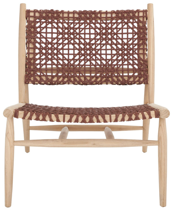 Safavieh Bandelier Accent Chair - Modern Scandinavian Design With White Cowhide Leather & Light Oak Frame Elegance Cognac / Natural ACH1000F
