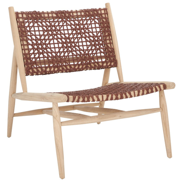 Safavieh Bandelier Accent Chair - Modern Scandinavian Design With White Cowhide Leather & Light Oak Frame Elegance Cognac / Natural ACH1000F